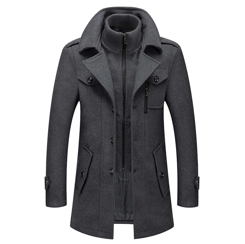Layered Collar Button Front Overcoat