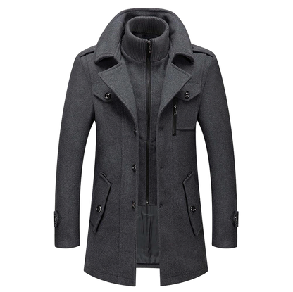 Layered Collar Button Front Overcoat
