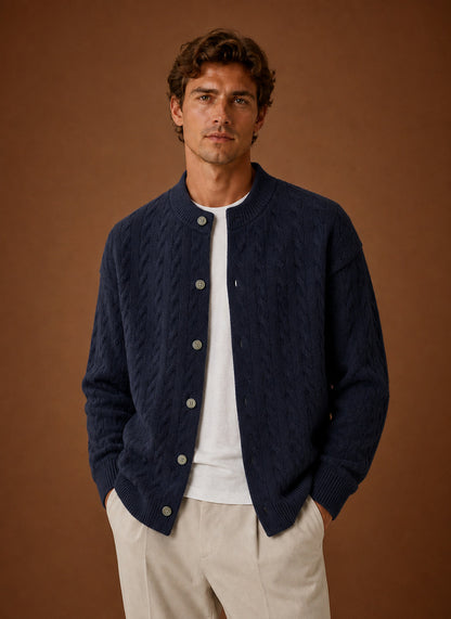 Cable Knit Button Front Cardigan