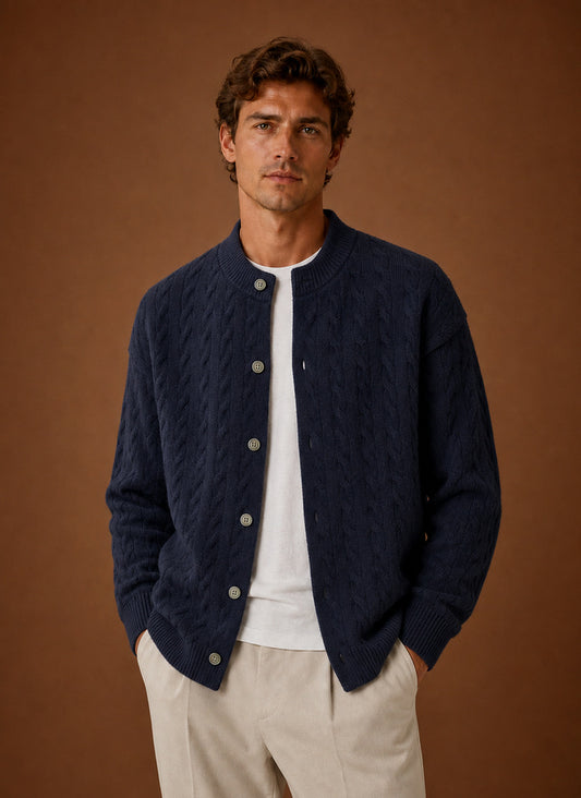 Cable Knit Button Front Cardigan