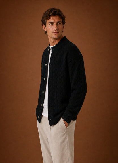 Cable Knit Button Front Cardigan