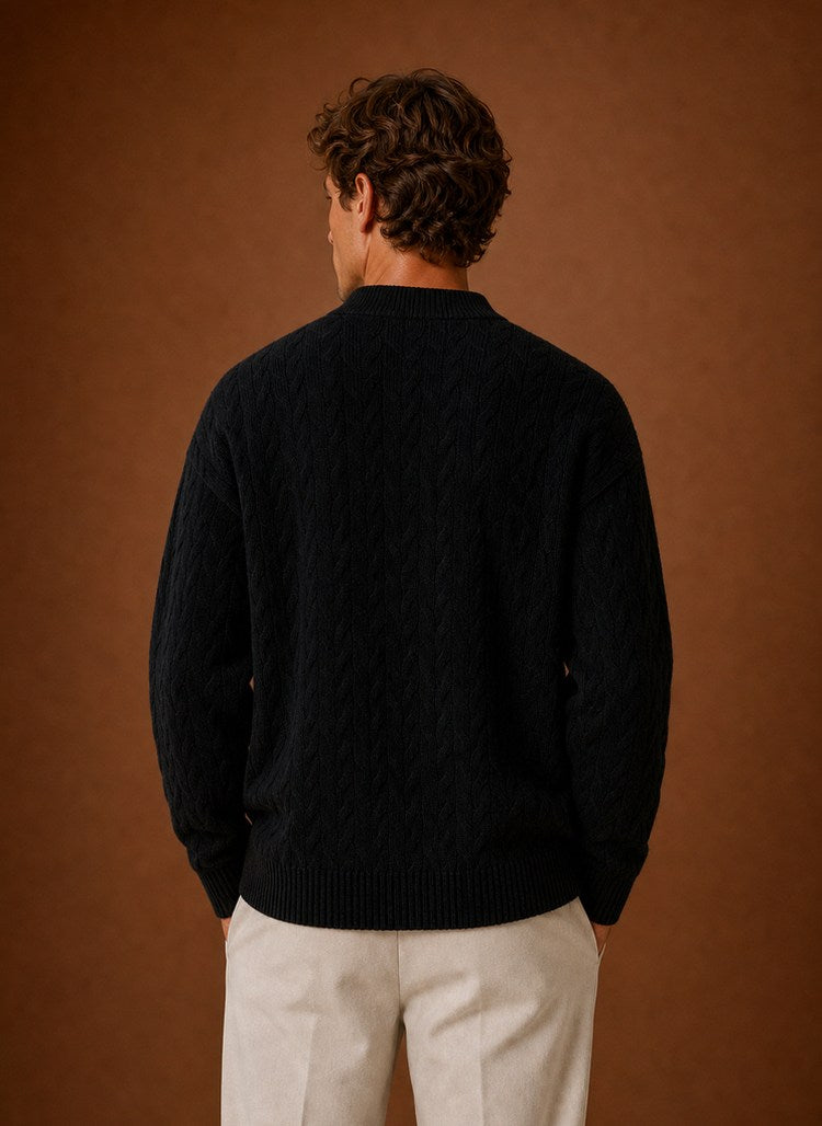 Cable Knit Button Front Cardigan