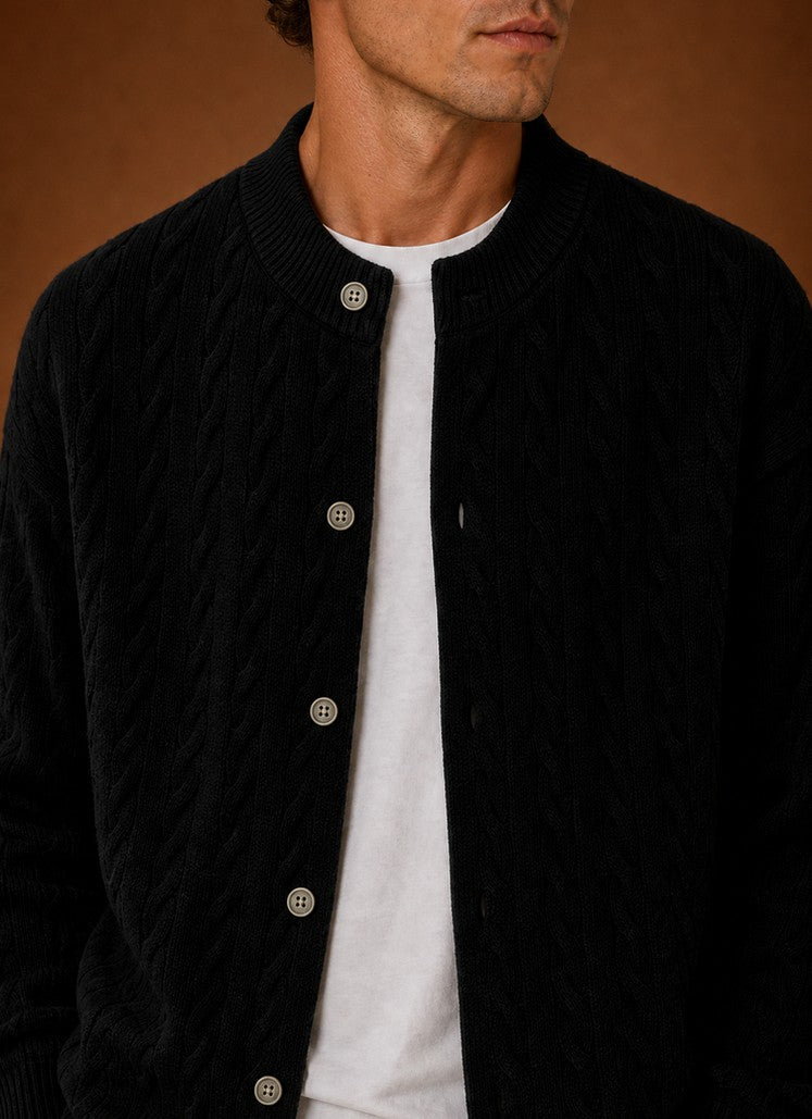 Cable Knit Button Front Cardigan