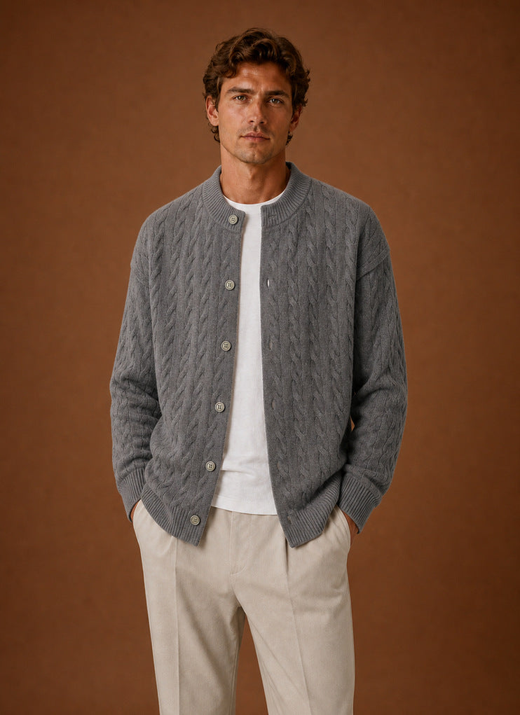 Cable Knit Button Front Cardigan