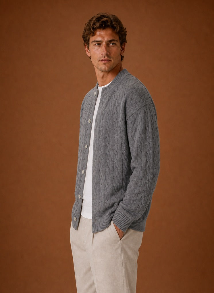 Cable Knit Button Front Cardigan