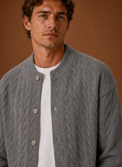 Cable Knit Button Front Cardigan