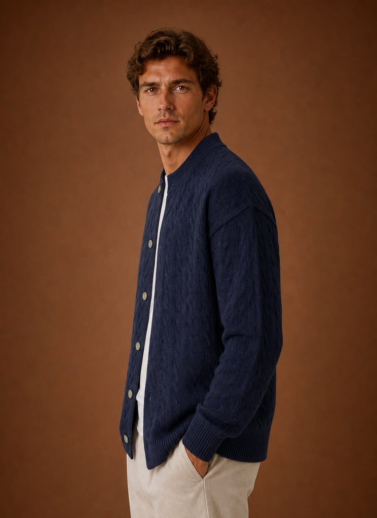 Cable Knit Button Front Cardigan