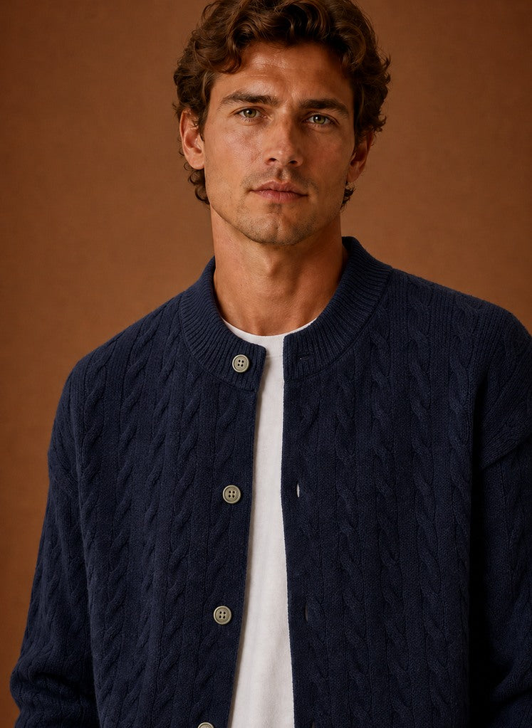Cable Knit Button Front Cardigan