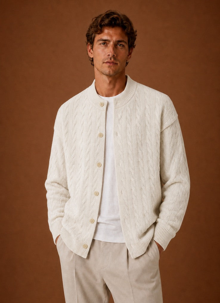 Cable Knit Button Front Cardigan