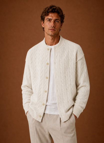 Cable Knit Button Front Cardigan