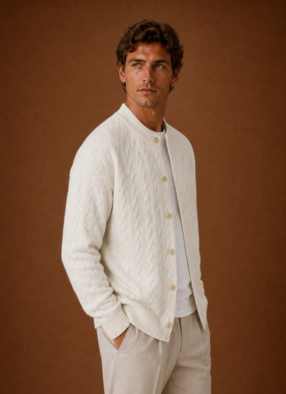 Cable Knit Button Front Cardigan