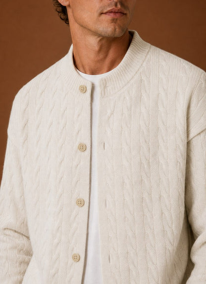 Cable Knit Button Front Cardigan