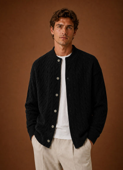 Cable Knit Button Front Cardigan