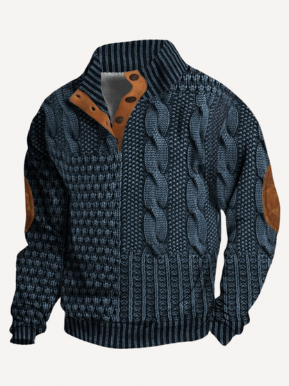 Cable Knit Button Neck Sweater