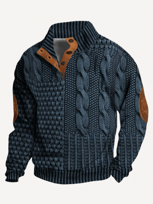 Cable Knit Button Neck Sweater