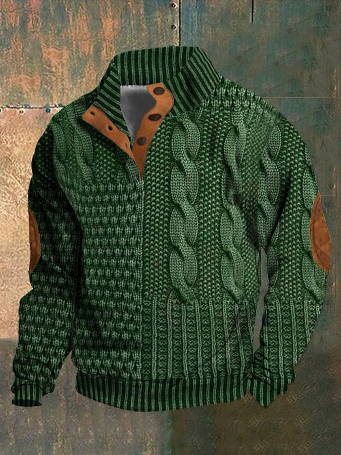 Cable Knit Button Neck Sweater