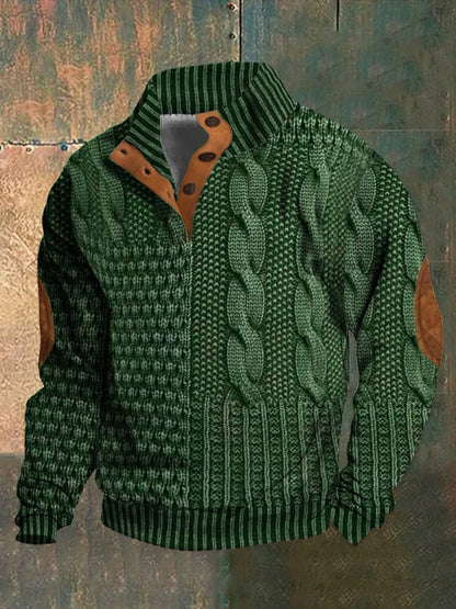 Cable Knit Button Neck Sweater