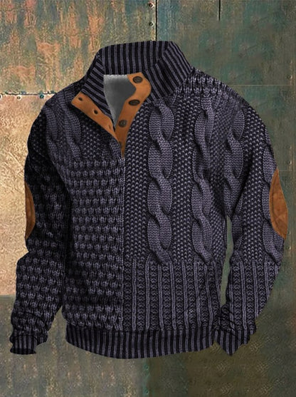 Cable Knit Button Neck Sweater