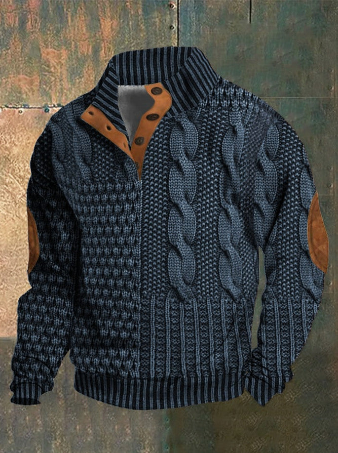 Cable Knit Button Neck Sweater