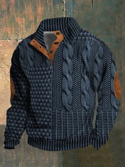 Cable Knit Button Neck Sweater