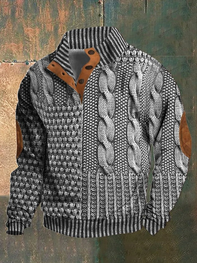 Cable Knit Button Neck Sweater