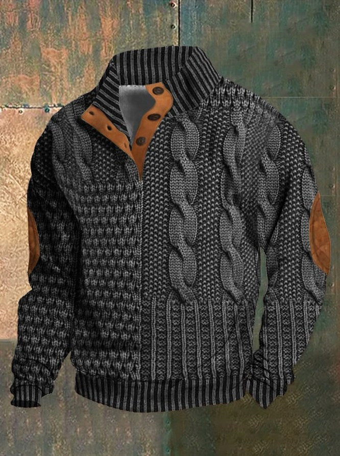 Cable Knit Button Neck Sweater