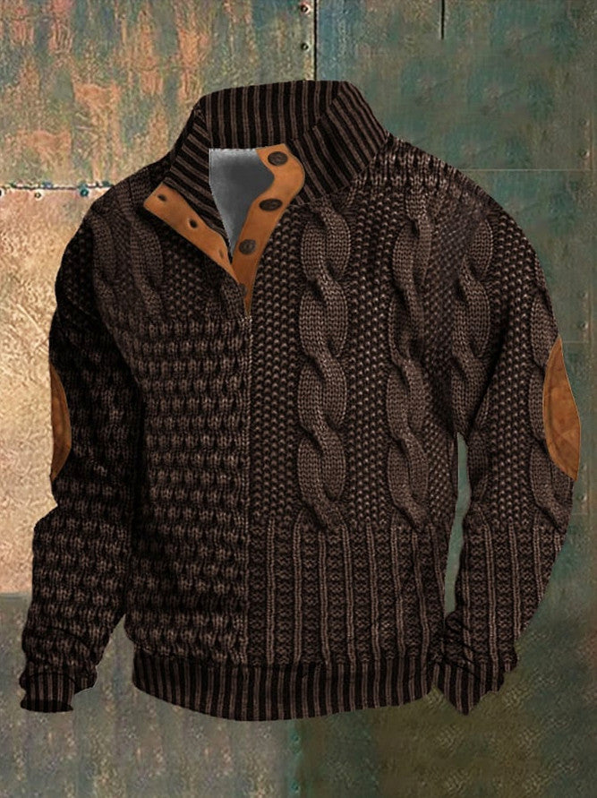 Cable Knit Button Neck Sweater