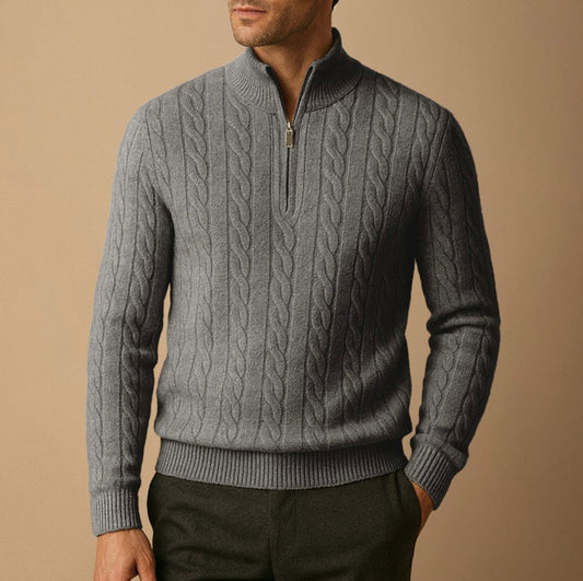 Cable Knit Half Zip Sweater