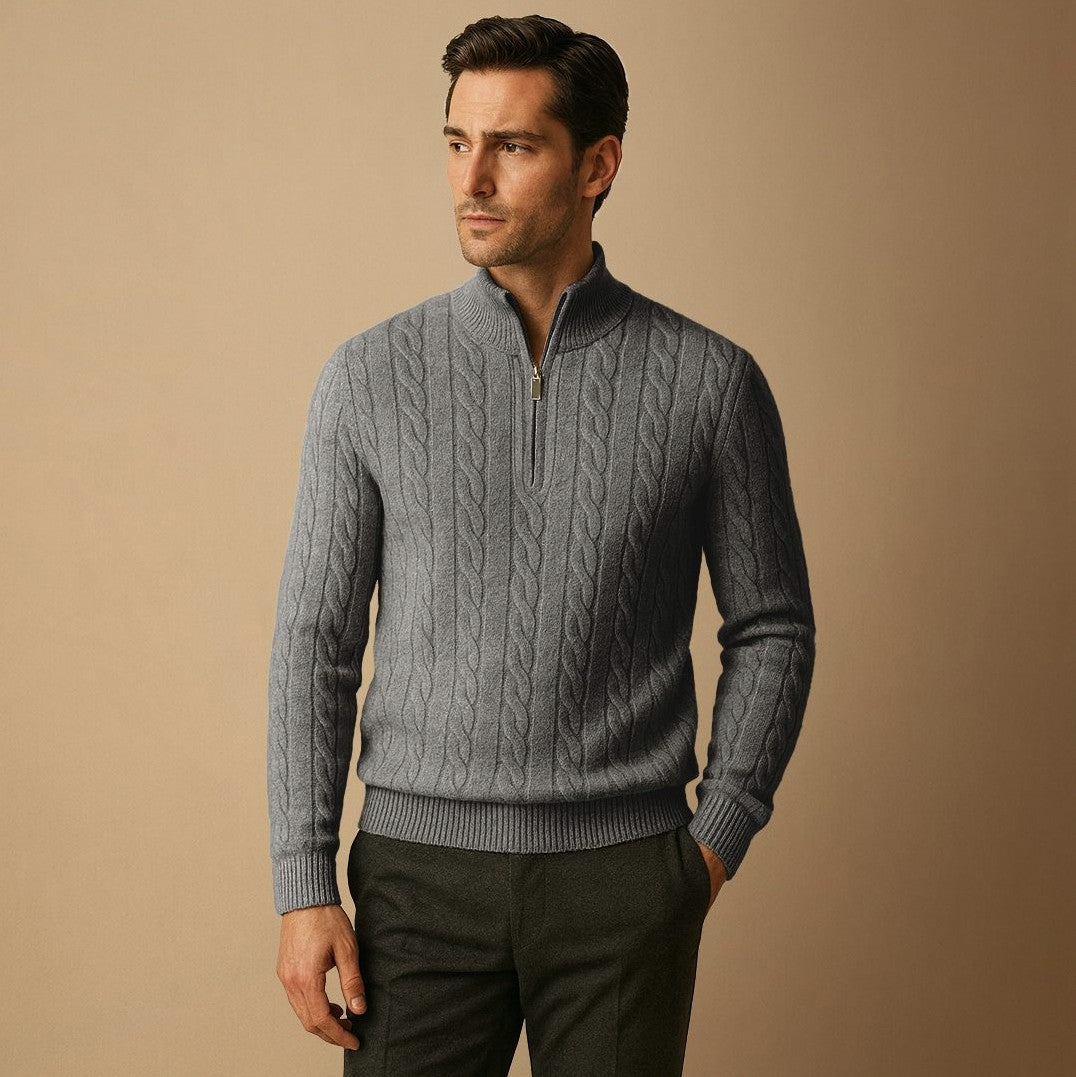 Cable Knit Half Zip Sweater