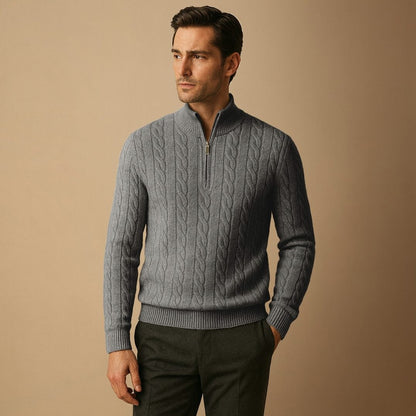 Cable Knit Half Zip Sweater