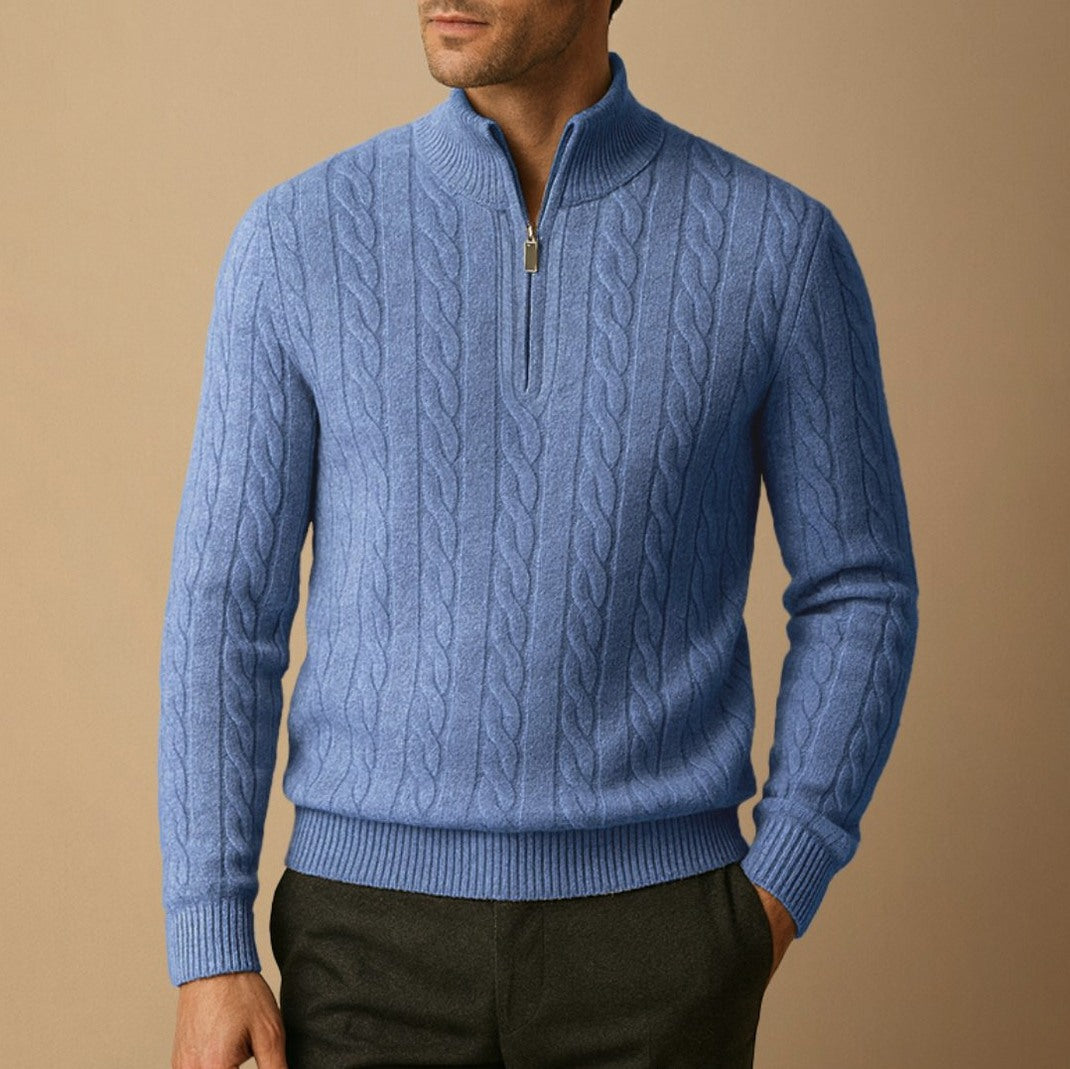 Cable Knit Half Zip Sweater