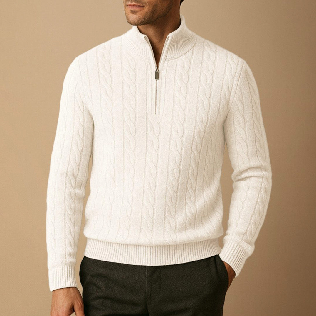 Cable Knit Half Zip Sweater