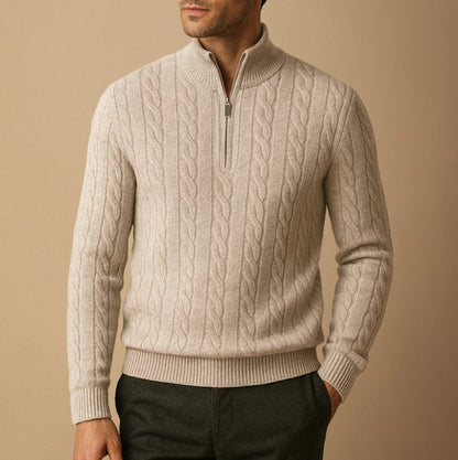 Cable Knit Half Zip Sweater