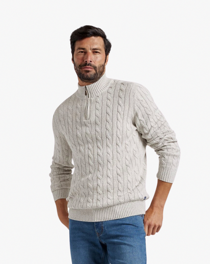 Cable Knit Quarter Zip Sweater