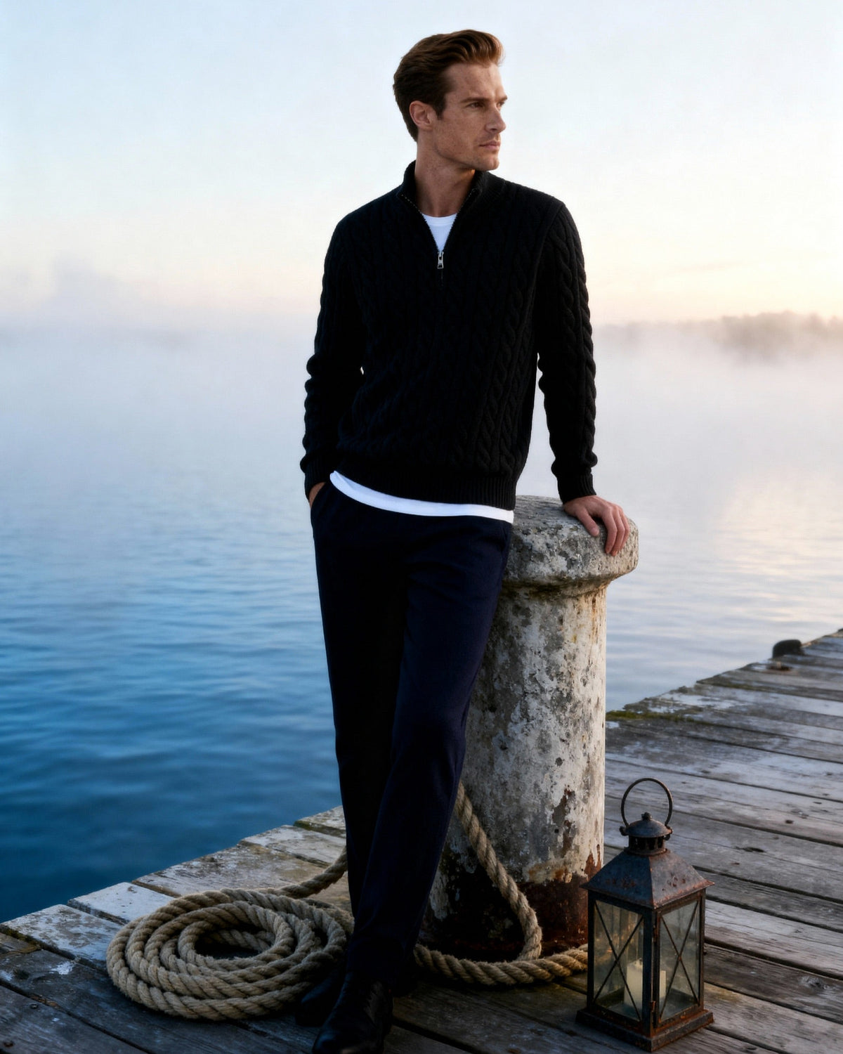 Cable Knit Quarter Zip Sweater