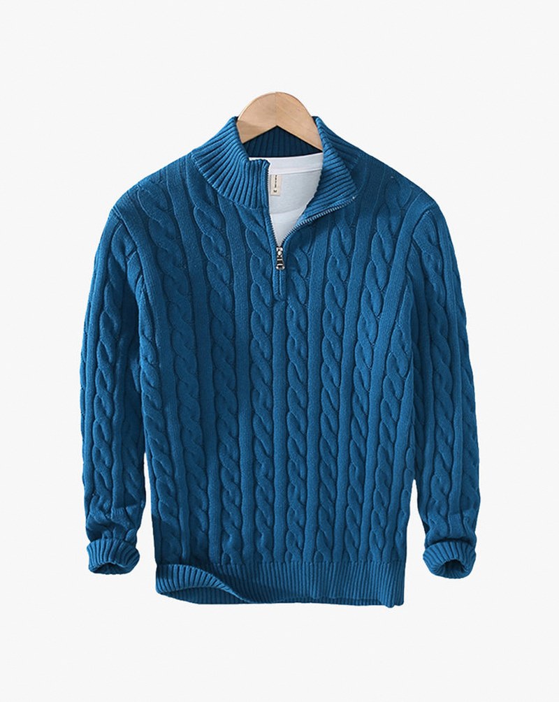 Cable Knit Quarter Zip Sweater