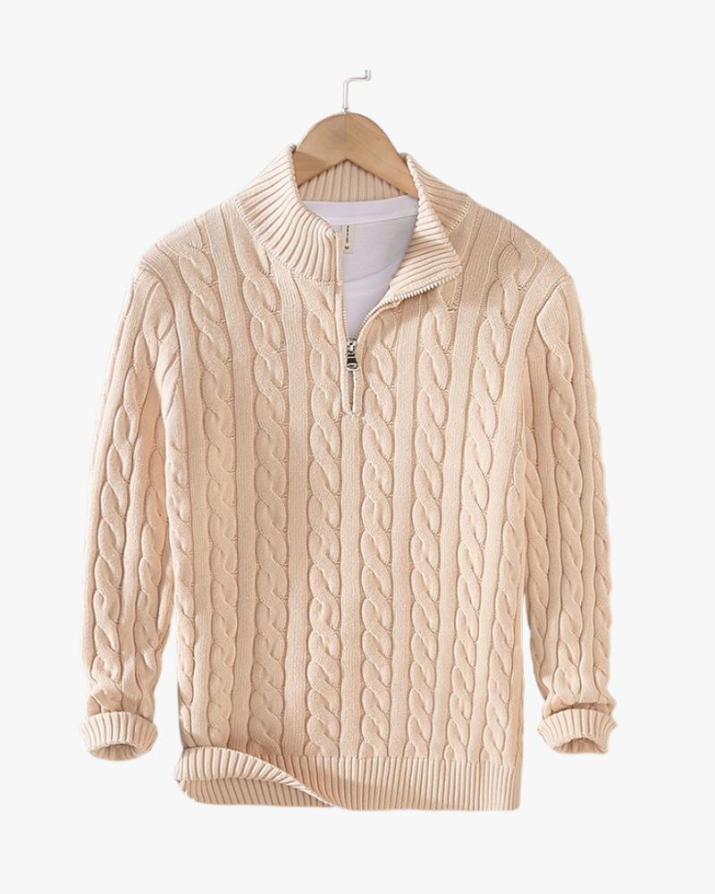 Cable Knit Quarter Zip Sweater