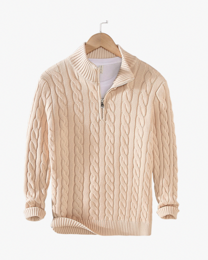 Cable Knit Quarter Zip Sweater