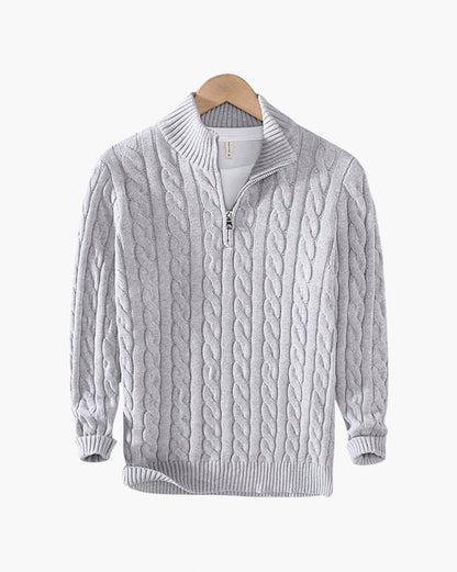 Cable Knit Quarter Zip Sweater