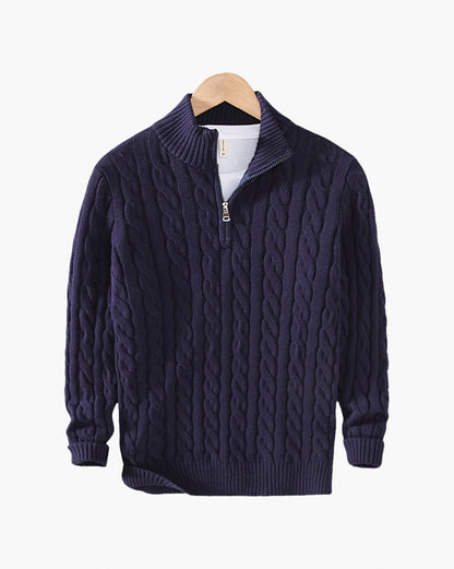 Cable Knit Quarter Zip Sweater