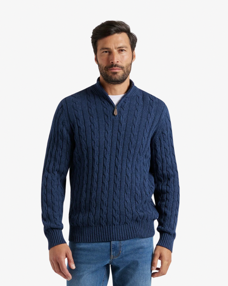 Cable Knit Quarter Zip Sweater