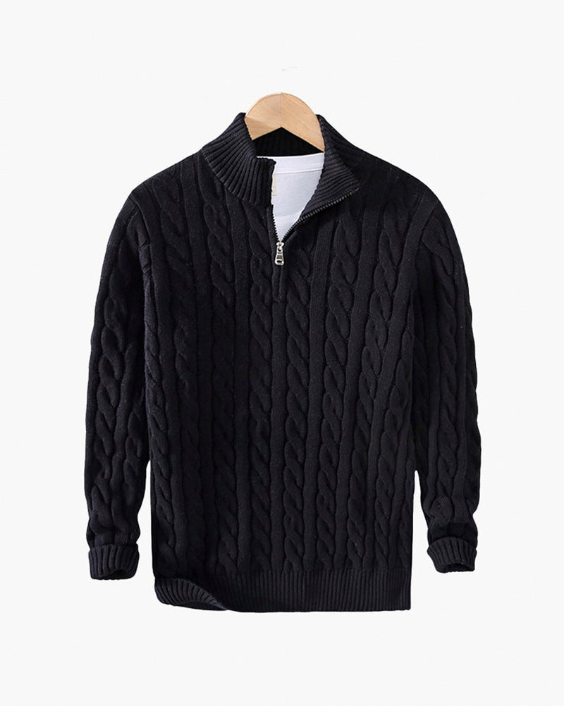 Cable Knit Quarter Zip Sweater
