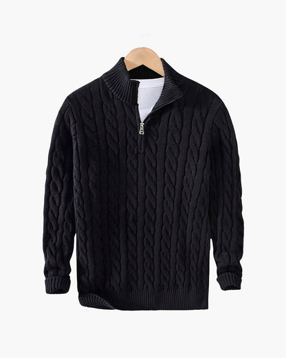 Cable Knit Quarter Zip Sweater