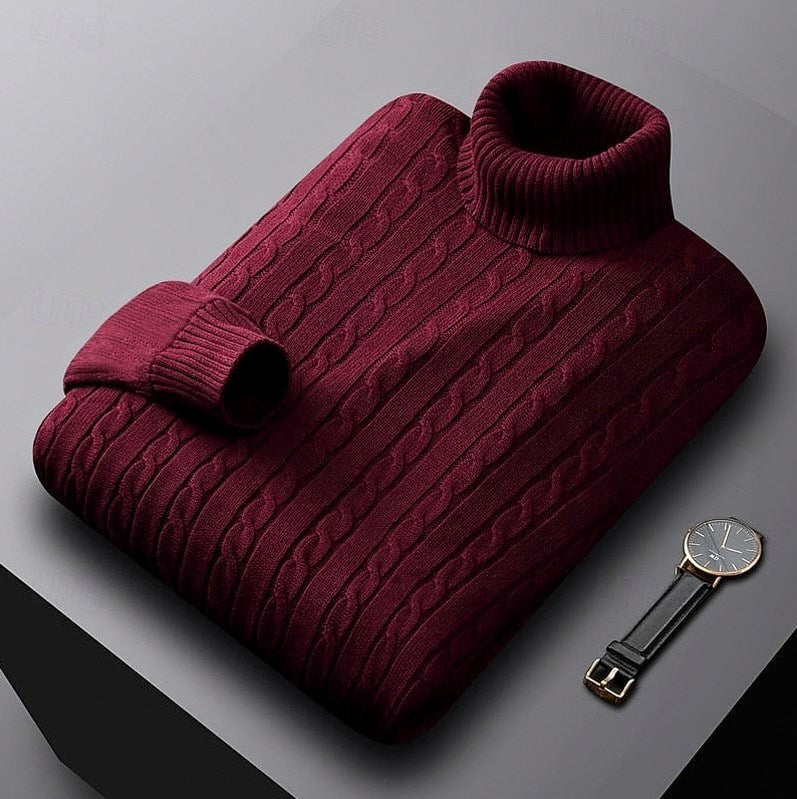Cable Knit Turtleneck Pullover Sweater