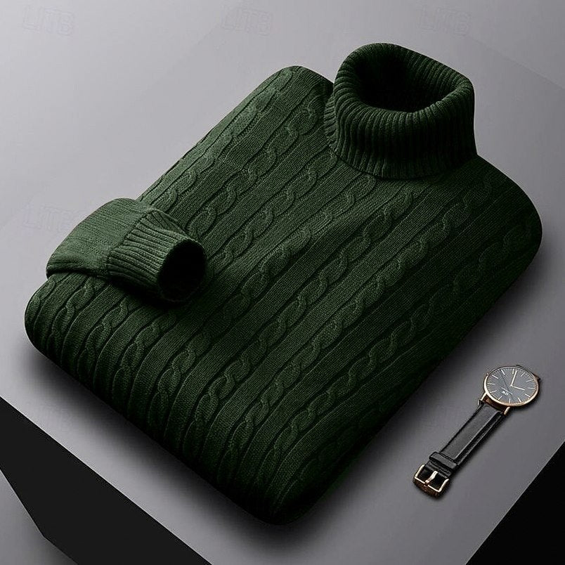 Cable Knit Turtleneck Pullover Sweater