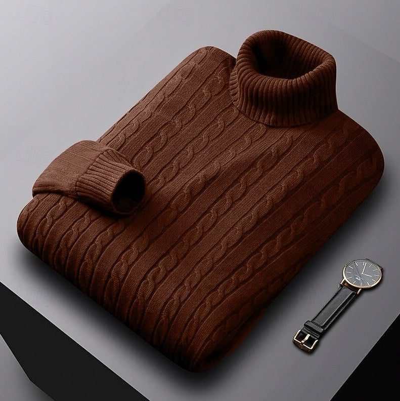 Cable Knit Turtleneck Pullover Sweater