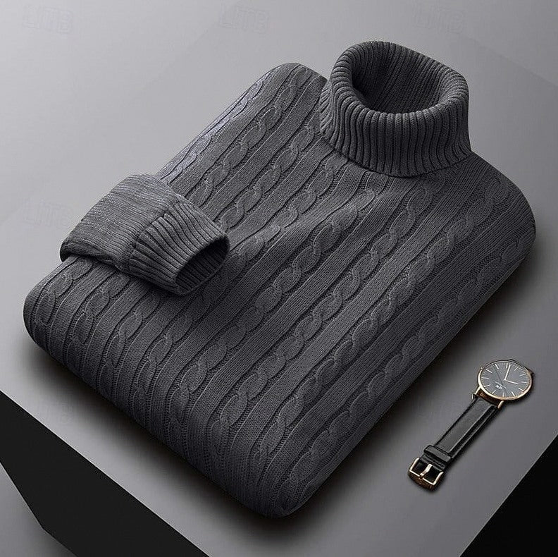 Cable Knit Turtleneck Pullover Sweater