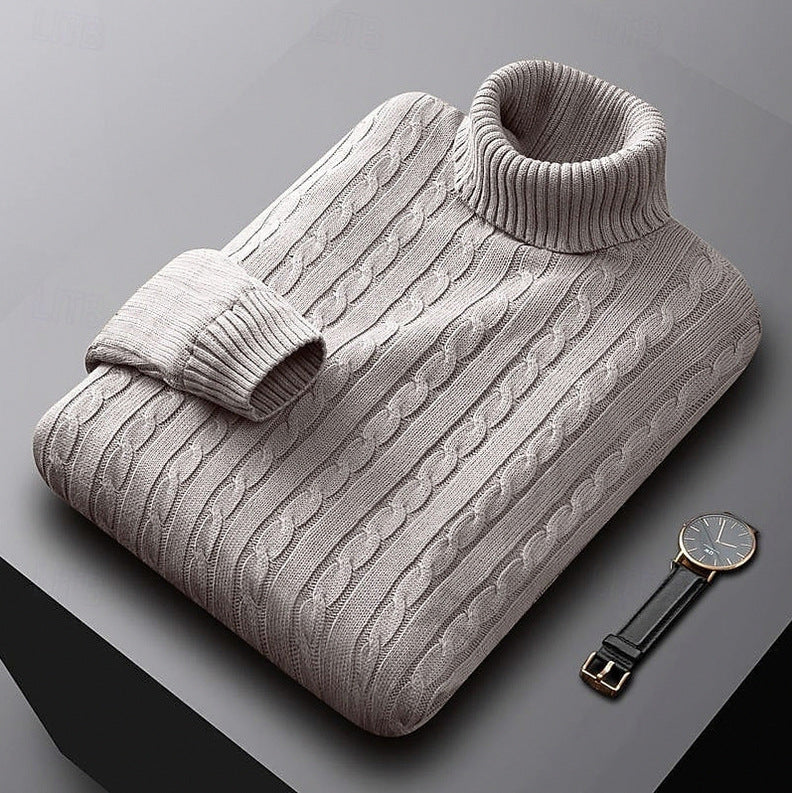 Cable Knit Turtleneck Pullover Sweater