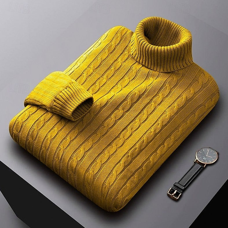 Cable Knit Turtleneck Pullover Sweater
