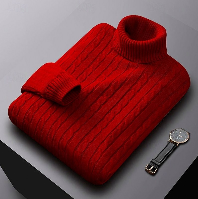 Cable Knit Turtleneck Pullover Sweater